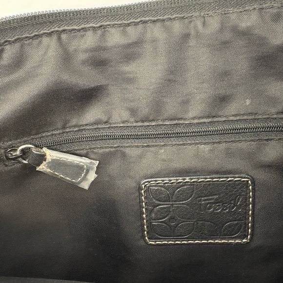 Fossil Black/Tan Print Cloth Messenger Bag with Adjustable Shoulder Strap - Picture 10 of 15